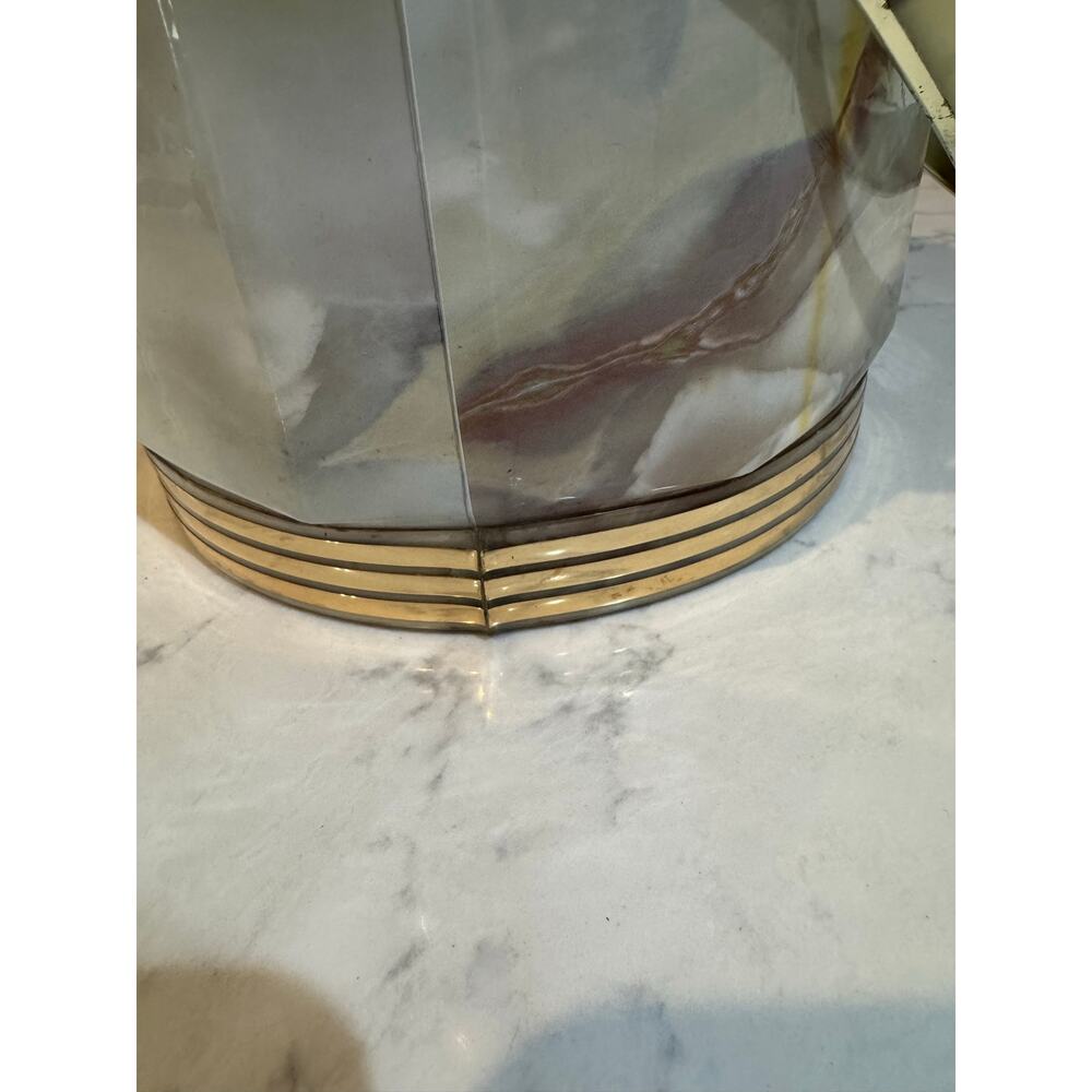 vintage mid-century modern insulated ice bucket faux-marble vinyl outer finish - Picture 6 of 15